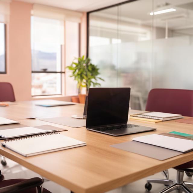 Oficina de consultoría con mesa de trabajo y luz natural en Güímar, Canarias